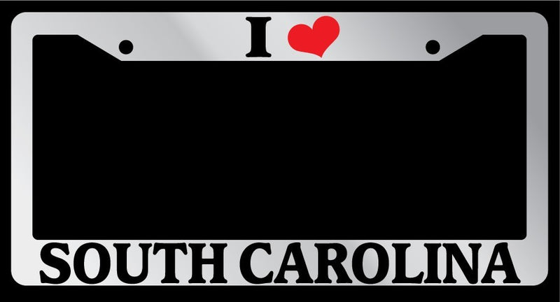 Chrome License Plate Frame "I Heart South Carolina" Auto Accessory Novelty  Mod-GRAPH9856236-6201