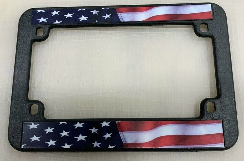 USA AMERICAN FLAG MOTORCYCLE PLASTIC LICENSE Plate Frame COVER / HOLDER NEW