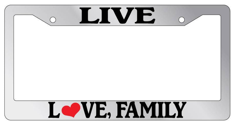 Chrome METAL License Plate Frame LIVE, LOVE, FAMILY Auto Accessory  Mod-GRAPH9856236-8372
