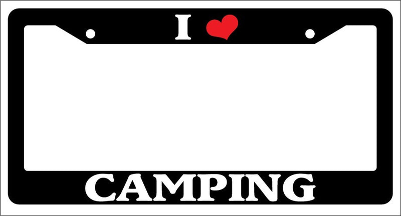 Black License Plate Frame "I Heart Camping" Auto Accessory Novelty  Mod-GRAPH9856236-2884