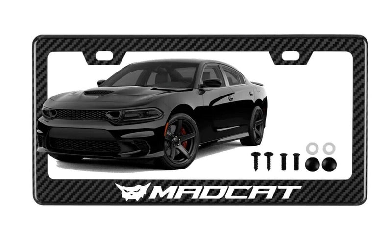 MadCat REFLECTIVE WHITE TRUE Carbon Fiber License Plate Frame W/ Screws and Caps