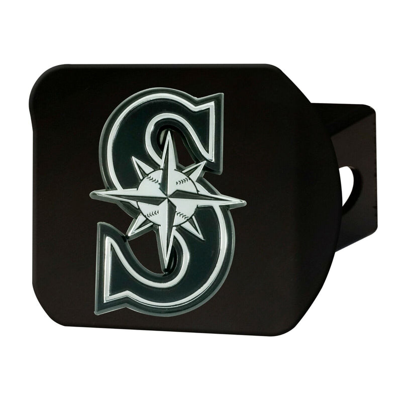 MLB Seattle Mariners 3D Chrome on Black Metal Hitch Cover