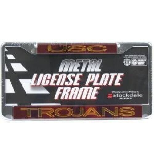 NCAA USC Trojans Metal Inlaid Acrylic License Plate Frame - Large Trojans