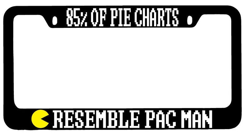 85% Of Pie Charts Resemble Pac Man Black METAL License Plate Frame  Mod-GRAPH9856236-9658
