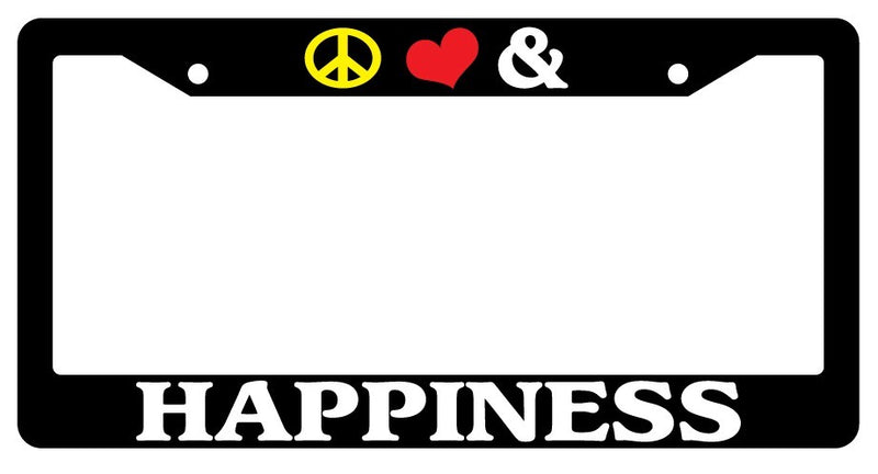 Black License Plate Frame Peace Love And Happiness Auto Accessory 826  Mod-GRAPH9856236-2279