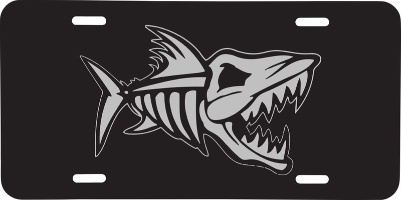 Shark Bonefish License Plate Tag Vanity Front Aluminum 6 Inches By 12 Inches