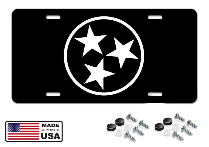 Tennessee Black Tri-Star Aluminium License Plate Highest Quality For All Vehicle
