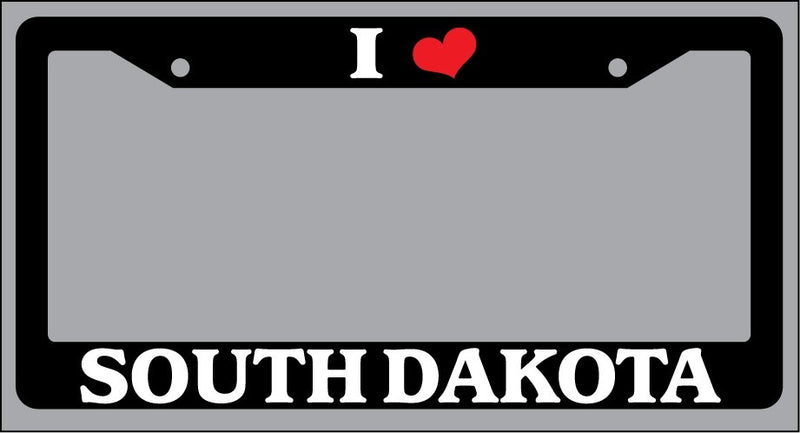 Black License Plate Frame "I Heart South Dakota" Auto Accessory Novelty  Mod-GRAPH9856236-851