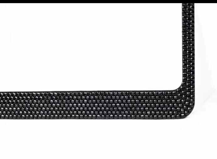 Bling Bling 7 Rows Black Diamond Crystal License Plate Frame/Free Cap