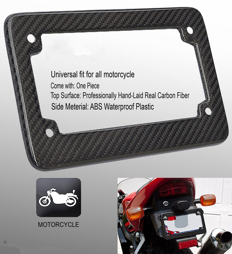 JDM MOTORCYCLE License Plate Frame 4"x7" Weather proof frame Carbon Fiber C3