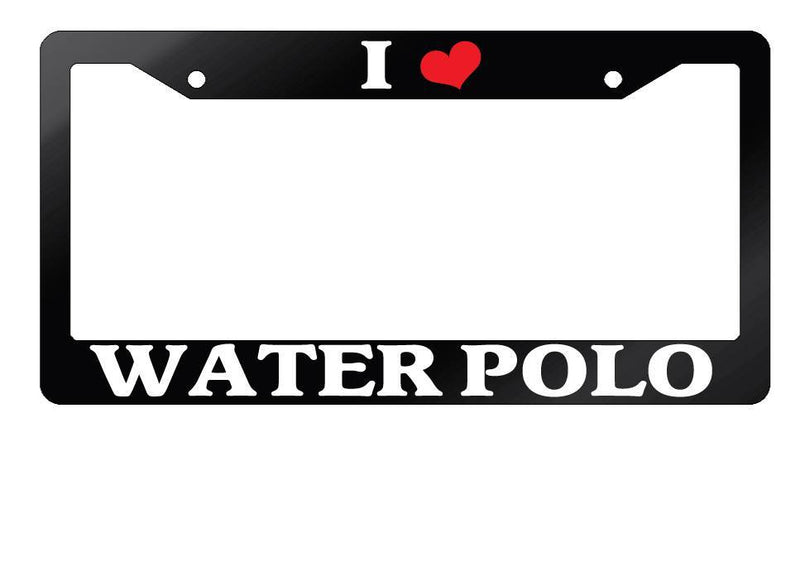 Glossy Black License Plate Frame I HEART WATER POLO Auto Accessory  Mod-GRAPH9856236-7571