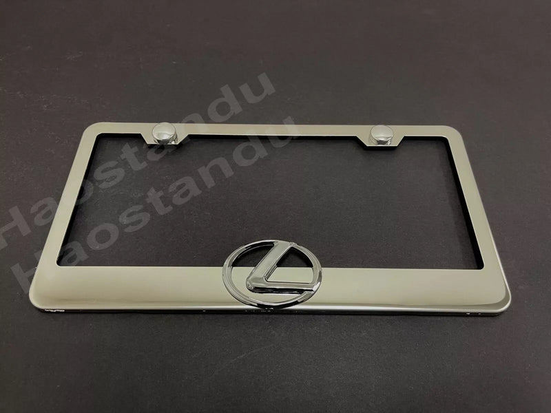 1x Lexus LOGO 3D Emblem STAINLESS STEEL License Plate Frame RUST FREE + Screw Cap