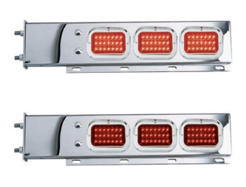 Stainless Mud Flap Hanger red Rectangular LED Lights Spring Load 2-1/2" spacing