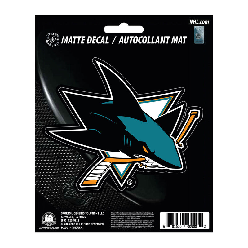 NHL San Jose Sharks Decal Matte 5"X6.25" Auto Boat Cooler Luggage