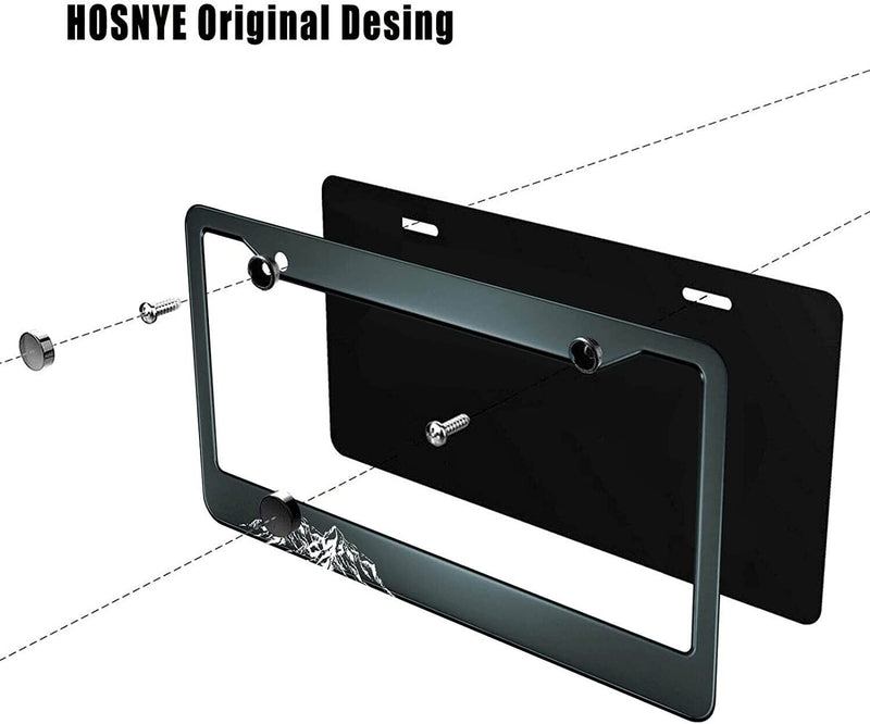 Mountains Hand Drawing Rocky Peaks License Plate Frame With Hardware