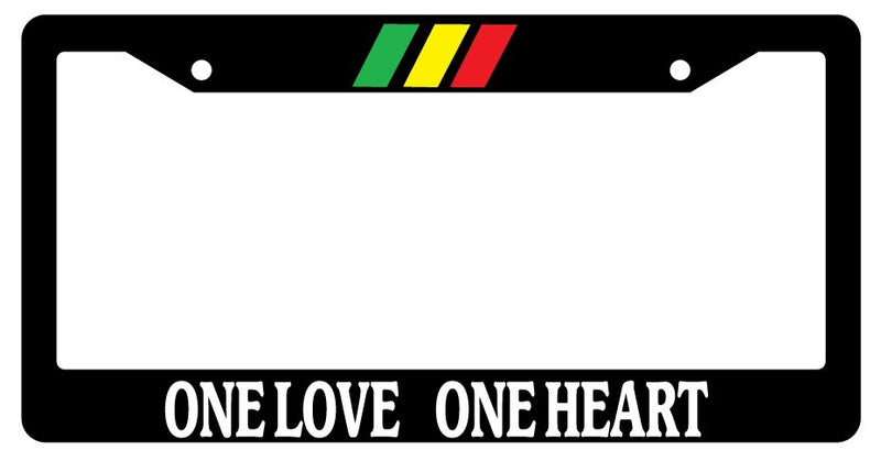 Black License Plate Frame "One Love One Heart" w/STRIPES Auto Accessory  Mod-GRAPH9856236-4016
