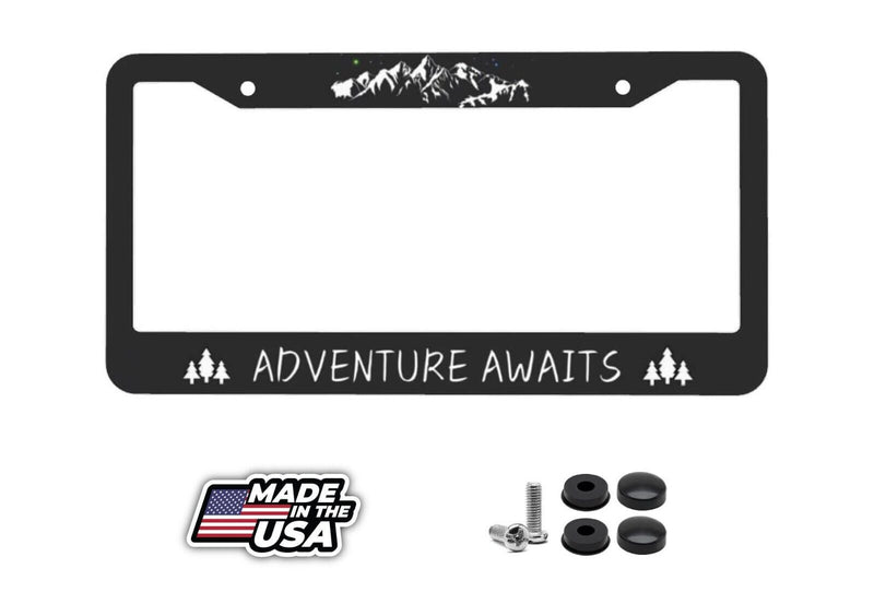Adventure Awaits License Plate Frame Mountains License Plate Frame