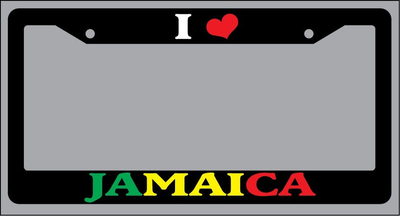 Black License Plate Frame "I Heart Jamaica Color" Auto Accessory 1493  Mod-GRAPH9856236-1401