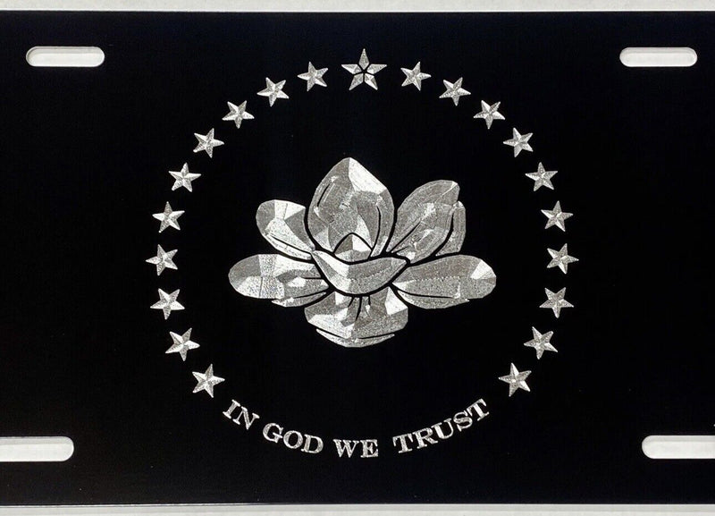 Engraved Mississippi New Flag Diamond Etched License Plate Metal Car Tag