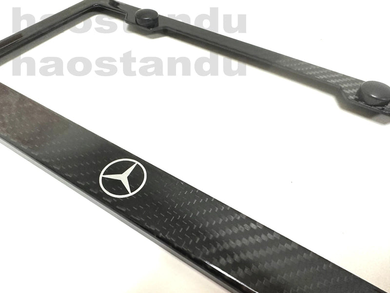 1x Mercedes Logo Real 3K TwillWeave CARBON FIBER License Plate Frame Holder