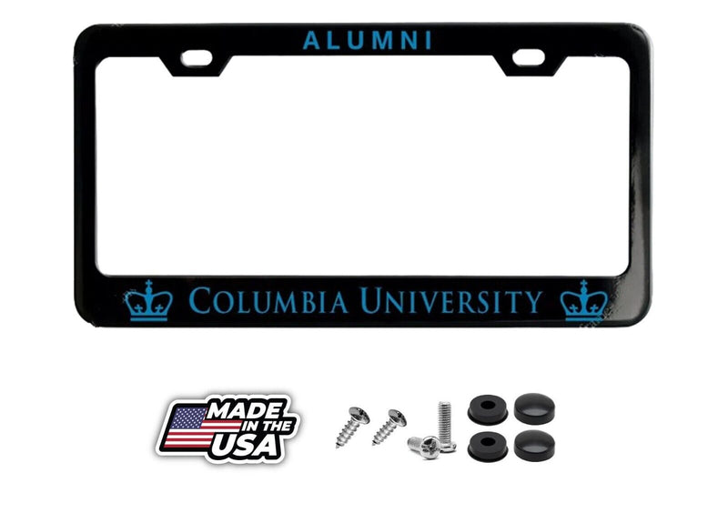 Columbia University Alumni Black License Plate Frame Made of Powder Coated Metal