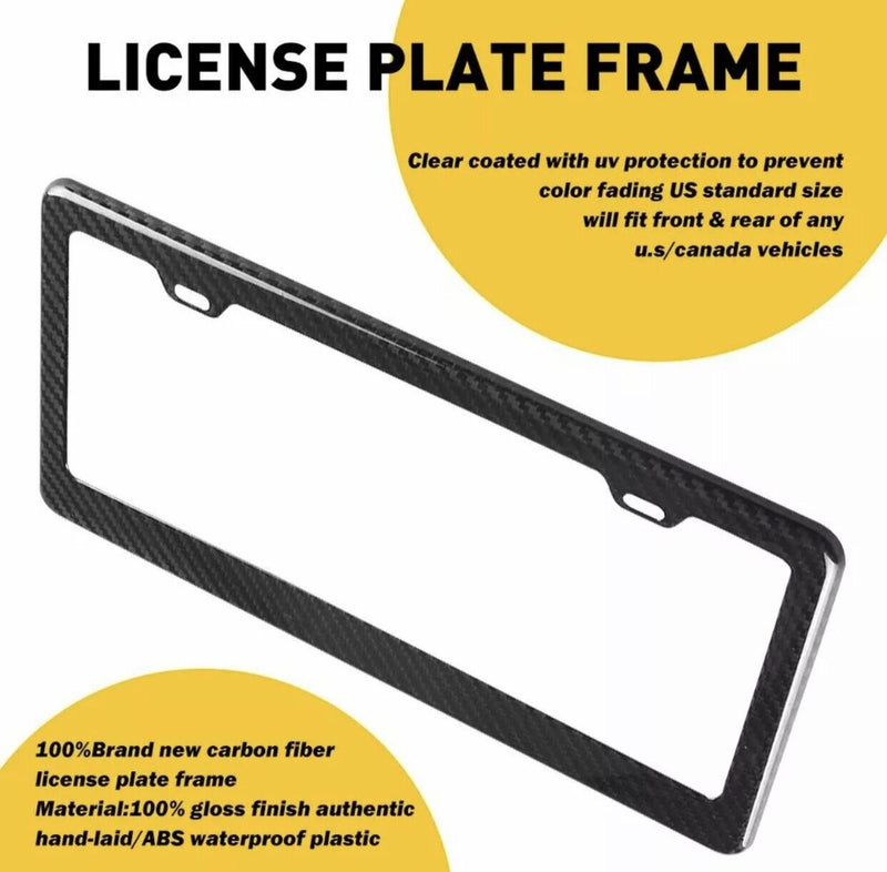 Real 100% Carbon Fiber License Plate Frame Cover Orignal 3K With Free Caps v2