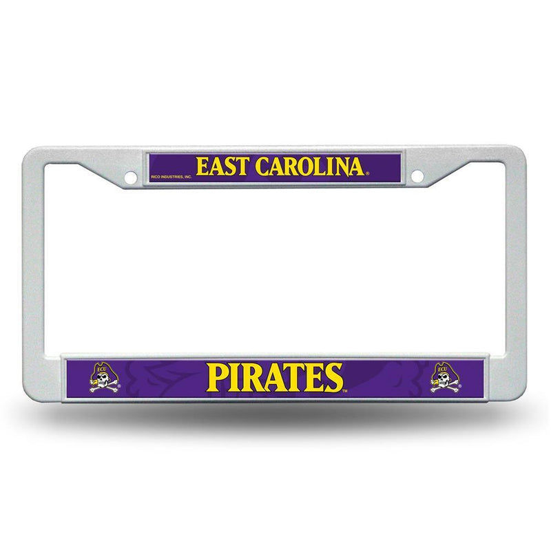 NCAA East Carolina Pirates White Plastic License Plate Frame