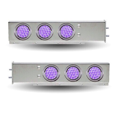 Stainless Steel Rear Mud Flap Hanger Bar Purple LED Lights Spring