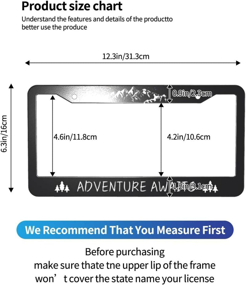 Adventure Awaits License Plate Frame Mountains License Plate Frame