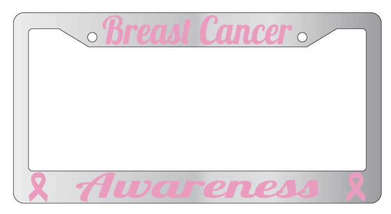 Breast Cancer Awareness (Design 2A) Chrome METAL License Plate Frame  Mod-GRAPH9856236-8189