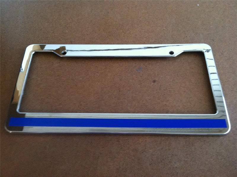 Chrome License Plate Frame Blue Line Relfective Auto Accessory Novelty  Mod-GRAPH9856236-6576