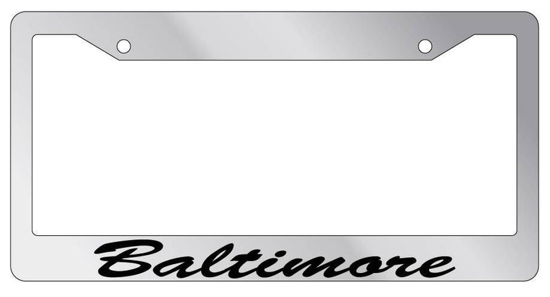 Chrome License Plate Frame CURSIVE Baltimore Auto Accessory 1079  Mod-GRAPH9856236-5070