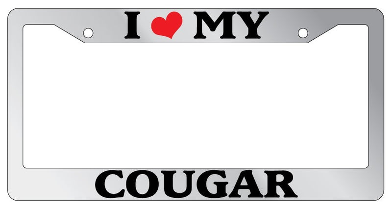 Chrome License Plate Frame I Heart My Cougar Auto Accessory 1888  Mod-GRAPH9856236-6331
