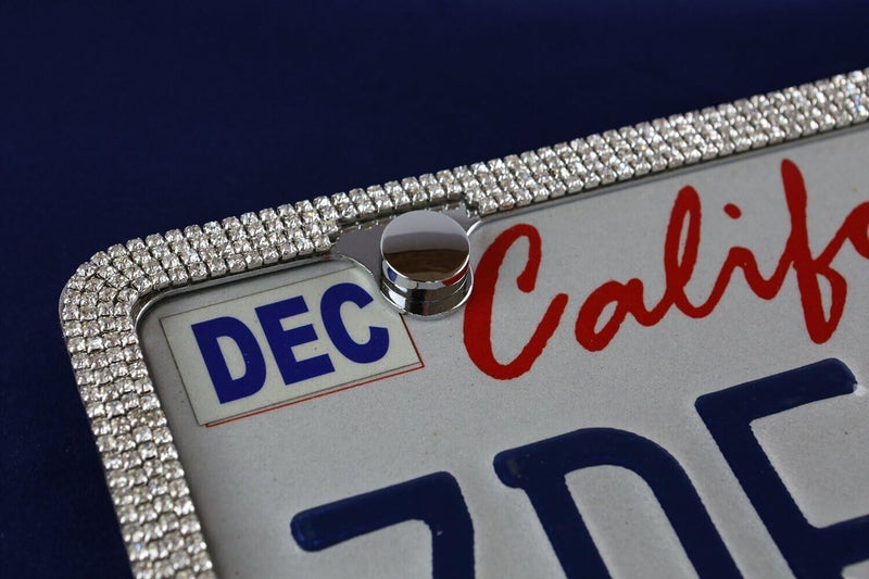 Premium Diamond Sparkle Crystal Bling Stainless Steel License Plate Frame - Pair