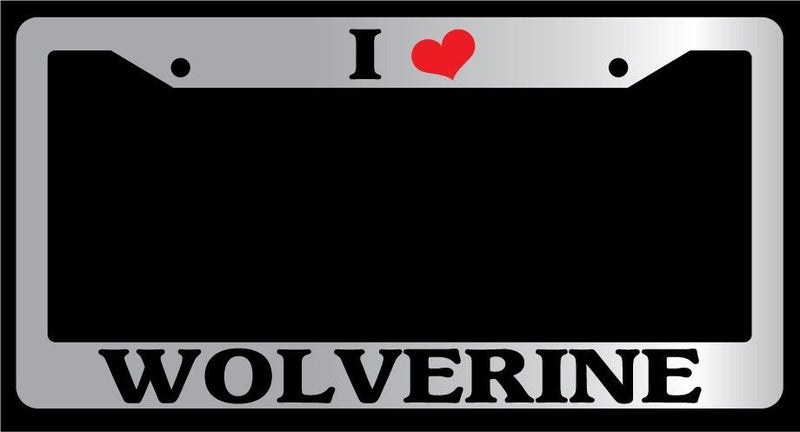 Chrome METAL License Plate Frame I HEART WOLVERINE Auto Accessory 1662  Mod-GRAPH9856236-9206