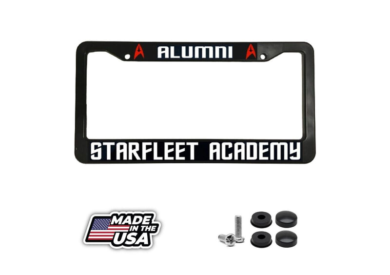 Alumni StarFleet Academy Star Trek Black Plastic Sci fi License Plate Frame