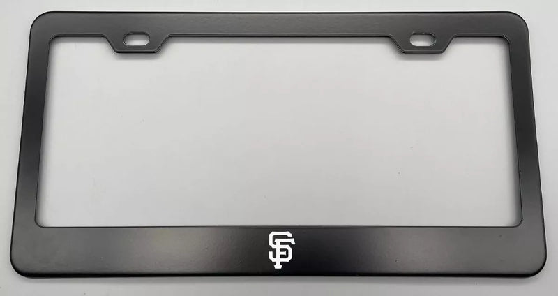 San Francisco Giants Stainless Steel License Plate Frame, Metal, Black, Front, Screw-On, Universal Fitment, Laser Engraved, Road Legal