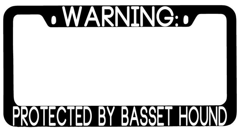 Warning Protected By Basset Hound Black METAL License Plate Frame Auto  Mod-GRAPH9856236-9339