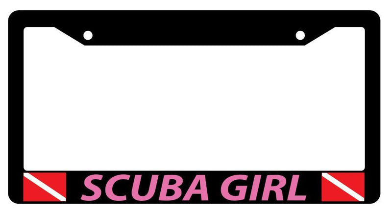 Black License Plate Frame SCUBA GIRL(PINK) w/FLAGS Auto Accessory  Mod-GRAPH9856236-1135