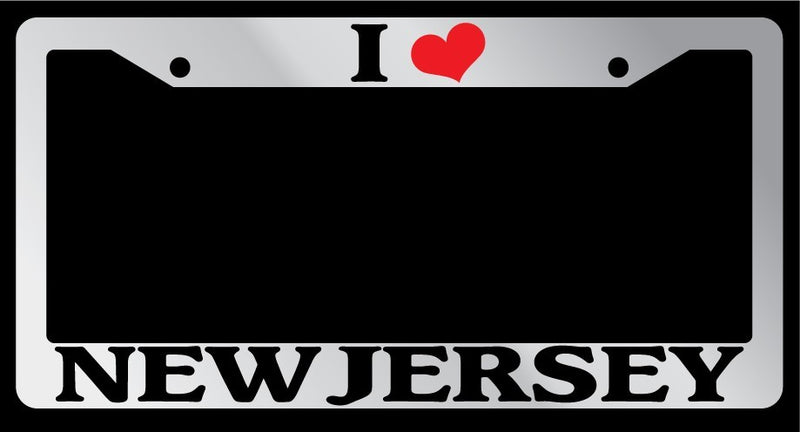 Chrome License Plate Frame "I Heart New Jersey" Auto Accessory Novelty 2403  Mod-GRAPH9856236-6184