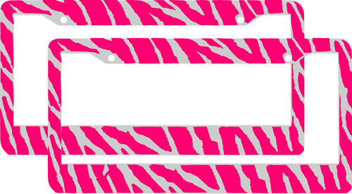 2 PINK ZEBRA PRINT pattern License Plate Frames lot 2