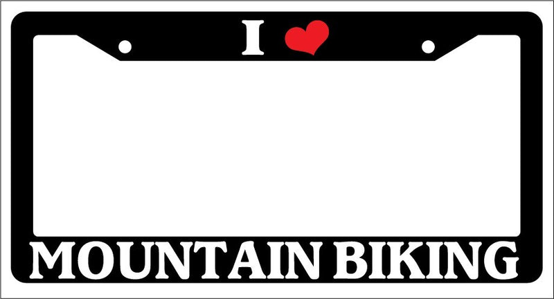 Black License Plate Frame "I Heart Mountain Biking" Auto Accessory Novelty  Mod-GRAPH9856236-2560