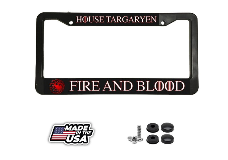 for Game of Thrones Fans House Targaryen FIRE and Blood License Plate Frame NEW
