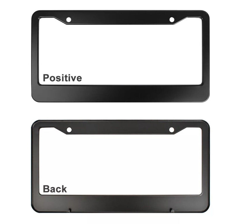 2Pcs Black Metal License Plate Frame Cover Screw Caps Stainless Steel New v1