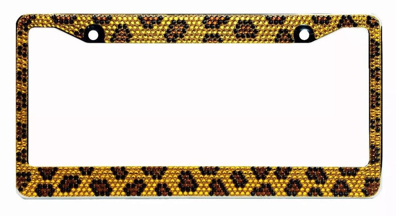 Bling Brown Leopard Diamond License Plate Frame