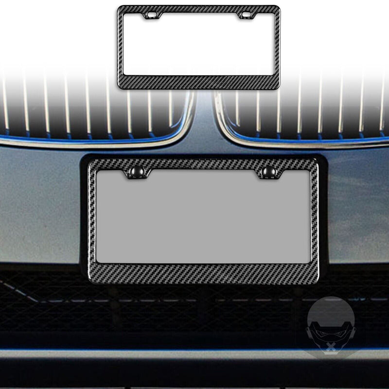 Real 100% Carbon Fiber License Plate Frame Cover With Free Caps US Stock