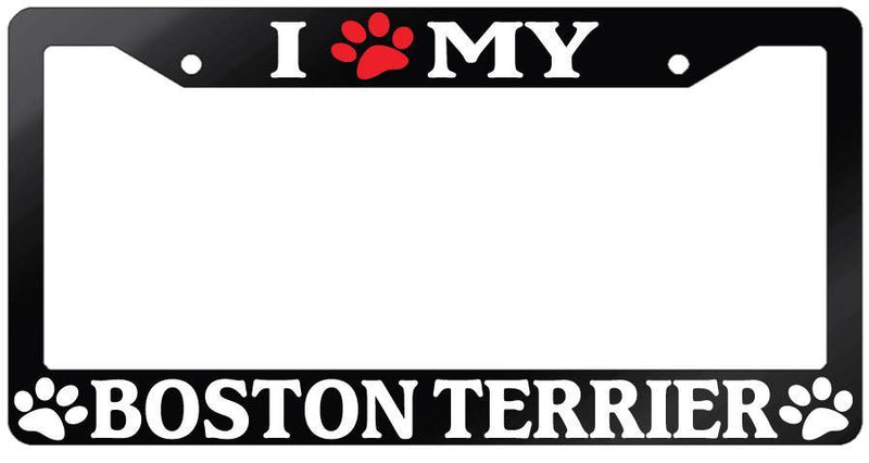 Glossy Black License Plate Frame I (PAW) MY BOSTON TERRIER Auto Accessory 303  Mod-GRAPH9856236-7076