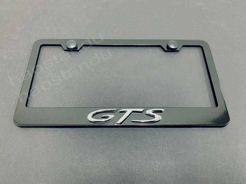 1x GTS 3D Emblem Black Stainless License Plate Frame Rust Free + Screw Caps, 1 Year Manufacturer Warranty