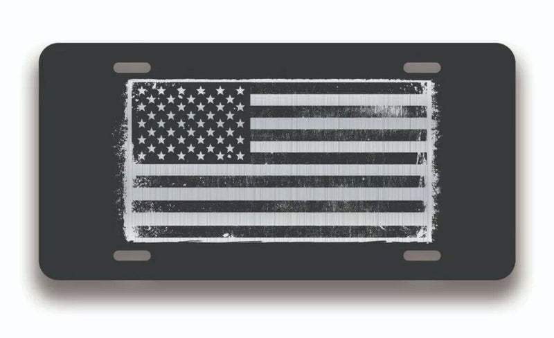 Distressed American Flag License Plate Tag Vanity Front Aluminum 6 X 12 Inch