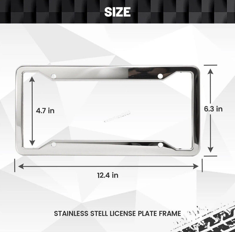 2x Stainless Steel License Plate Frame Holder Chrome Car Tag Cover US Universal